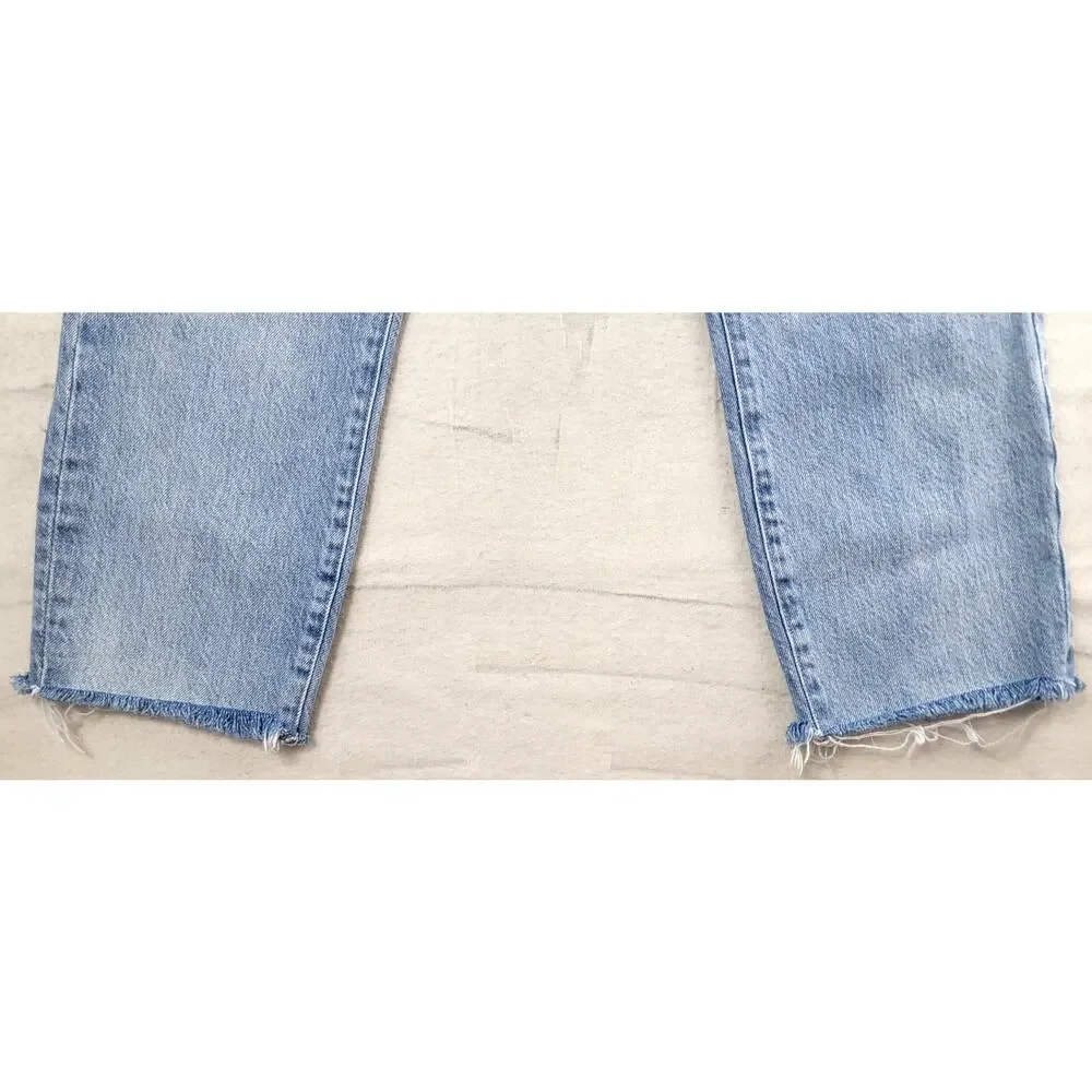 FRAME Le Garcon Crop Jeans Light Wash Distressed Raw Hem 28